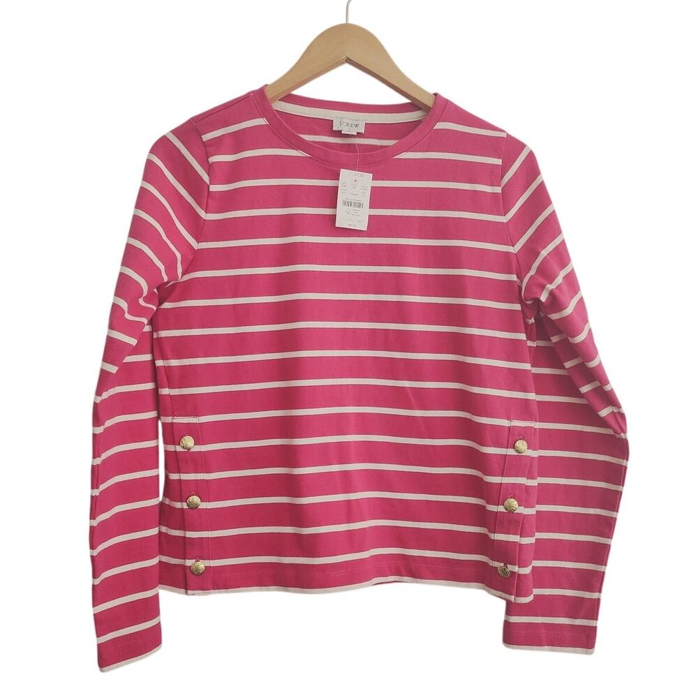 S New J Crew pink and white striped tee